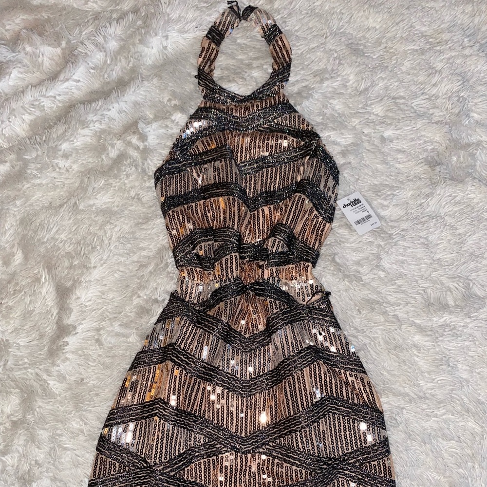 Sequin Open Back Mini Dress